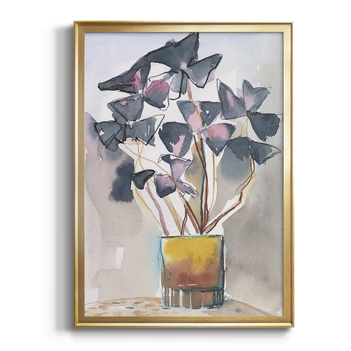 Oxalis in Vase II - Modern Framed Canvas Print