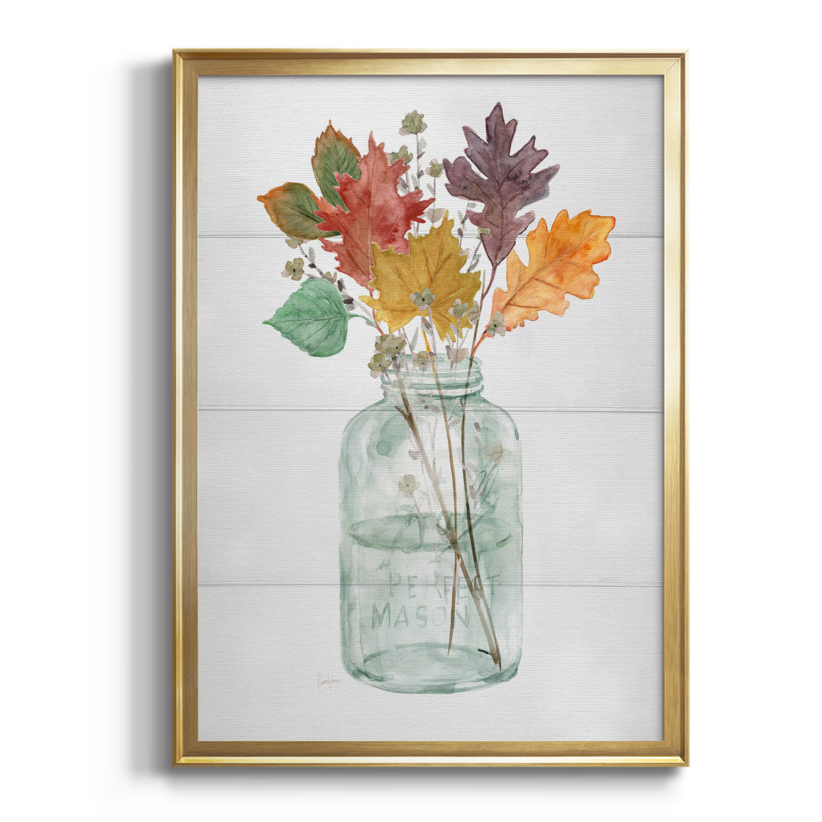 Harvest Home Leaves II - Modern Framed Canvas Print