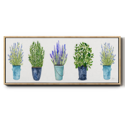 Herbs In A Row - Floater Framed Canvas Print