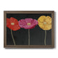 Contemporary poppy flower artwork printed on canvas in an ornate traditional bronze frame.