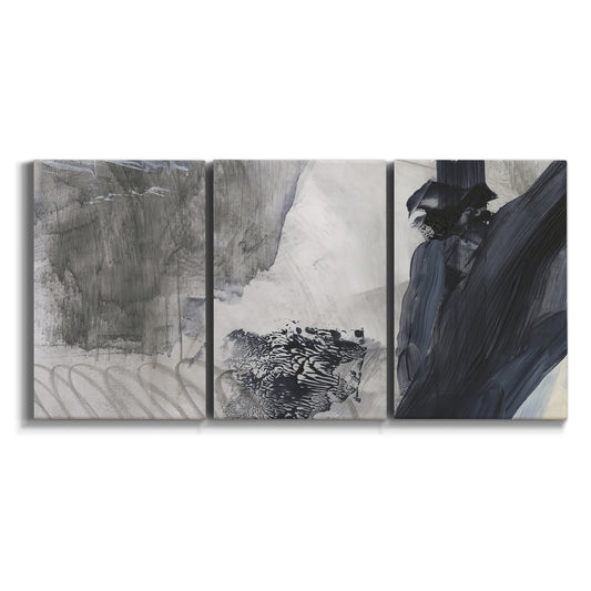 Three-panel canvas wall art featuring dark abstract atmospheric landscape on white background.