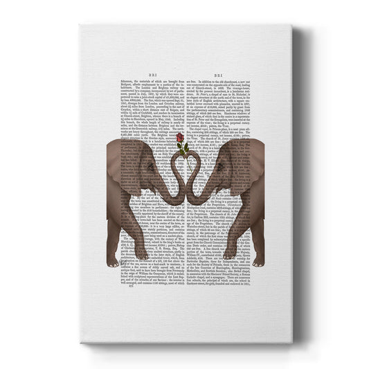 Elephants Heart and Rose - Canvas Art Print