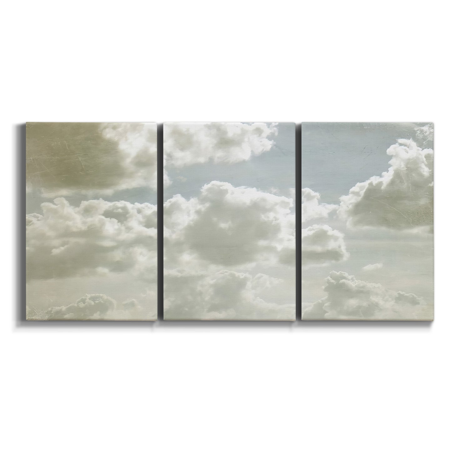 Three-panel canvas wall art featuring whimsical vertical tree landscape on white background.