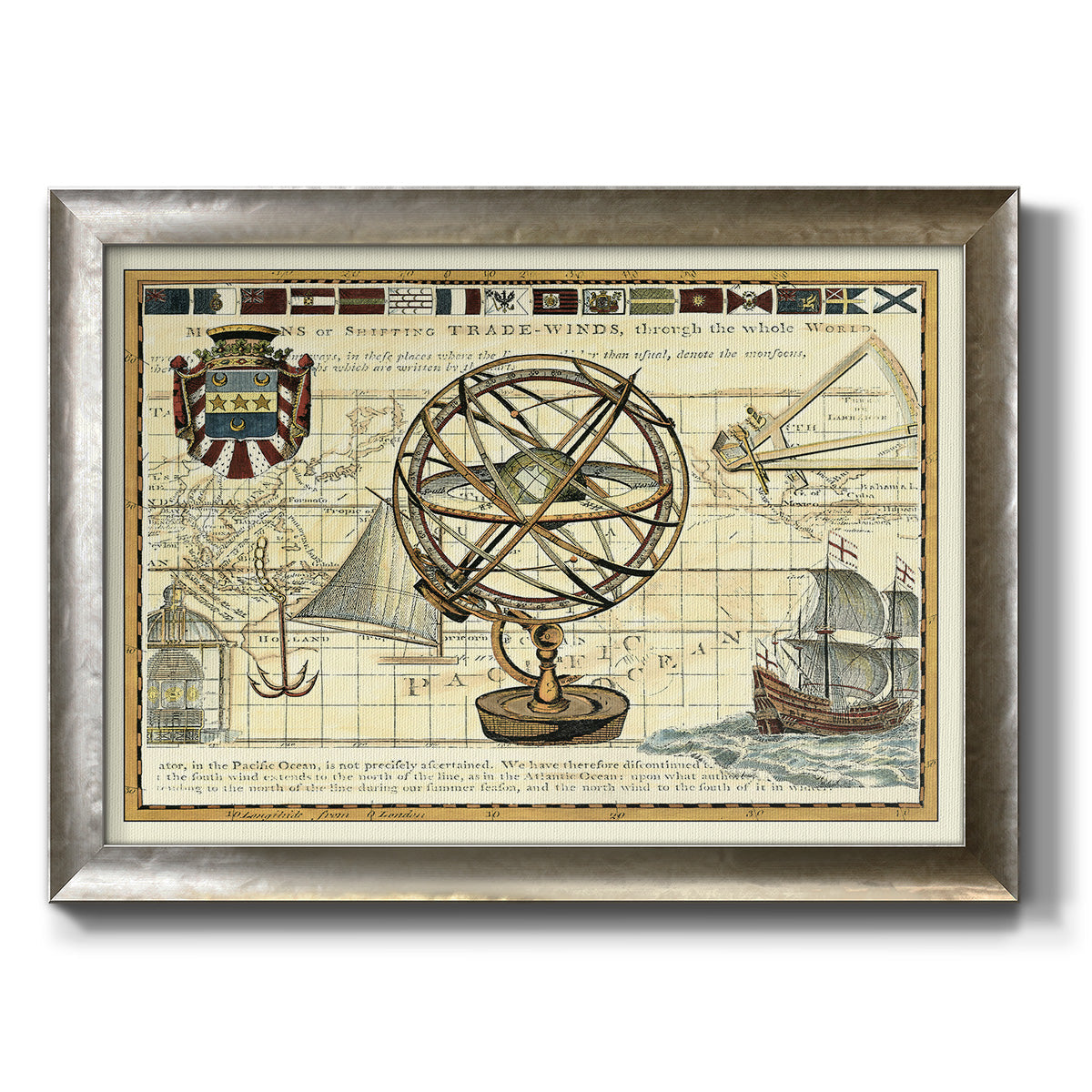 Nautical Map I Premium Framed Canvas- Ready to Hang