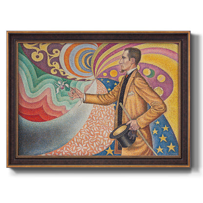 Neo-impressionist abstract portrait by Paul Signac printed on canvas in an ornate bronzed mahogany wood frame.