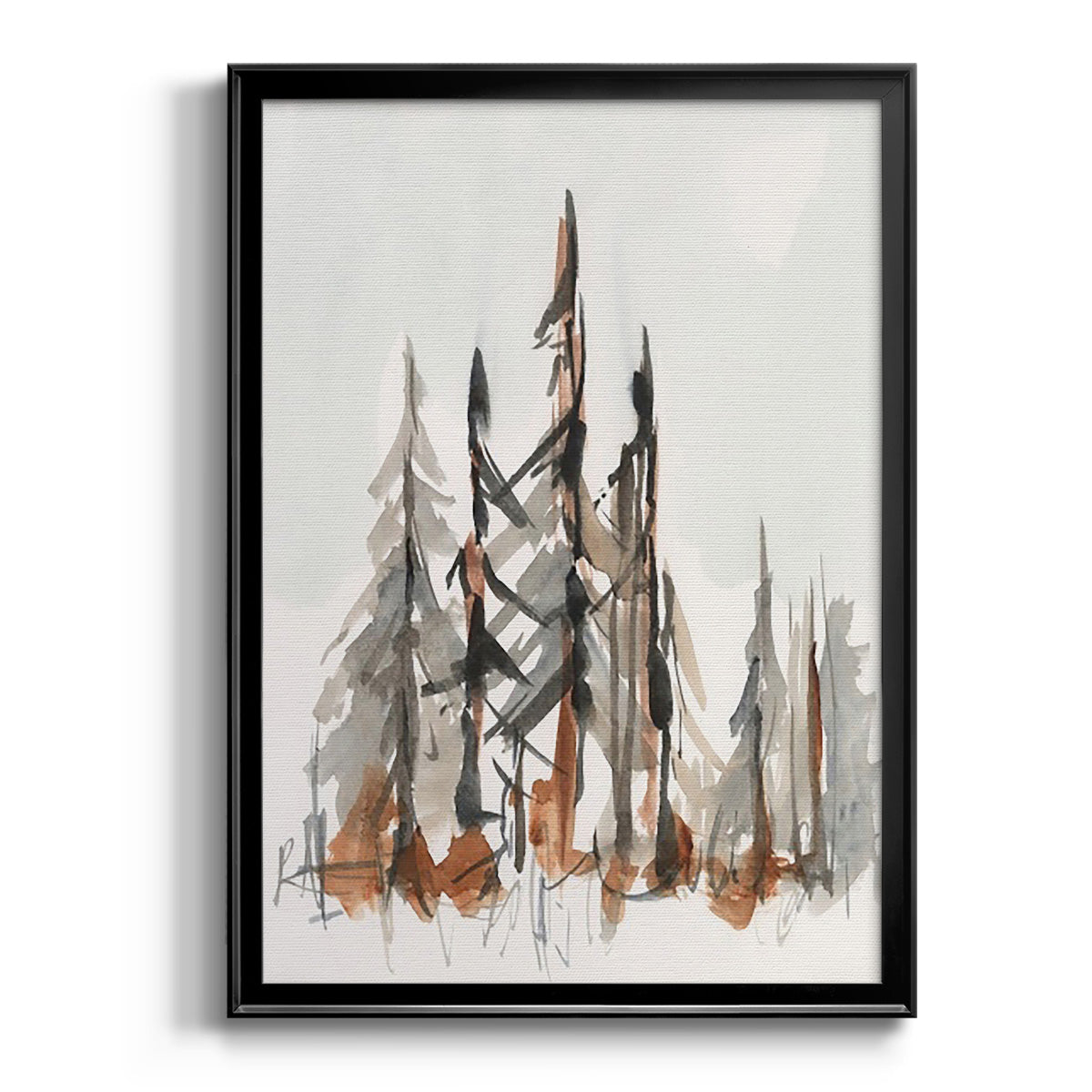 Rustic Evergreens II - Modern Framed Canvas Print