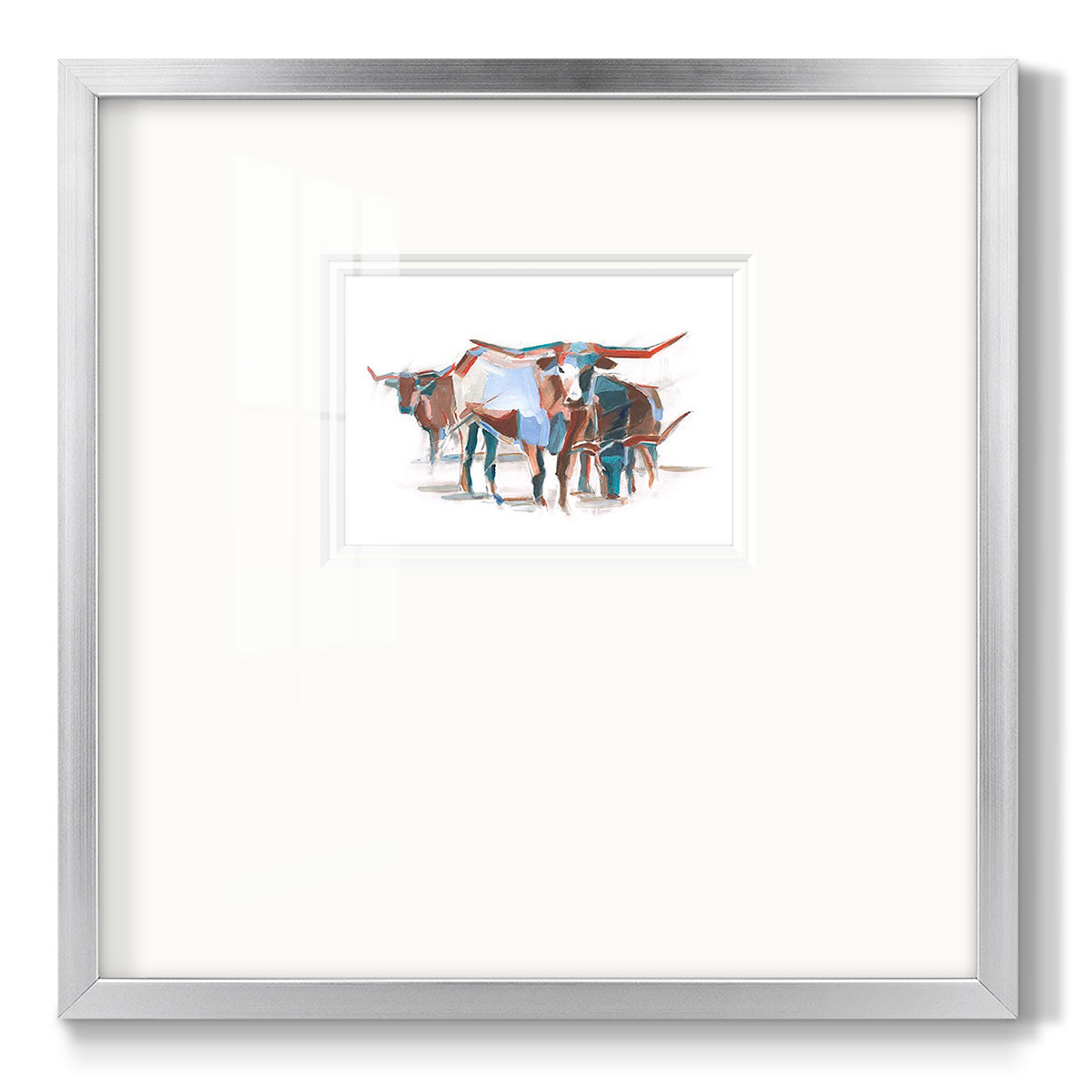 Modern Longhorns II Premium Framed Print Double Matboard