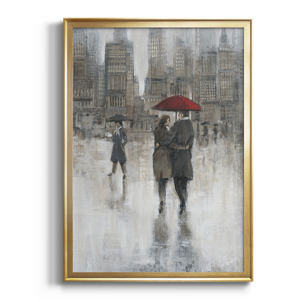 Rain in The City II - Modern Framed Canvas Print