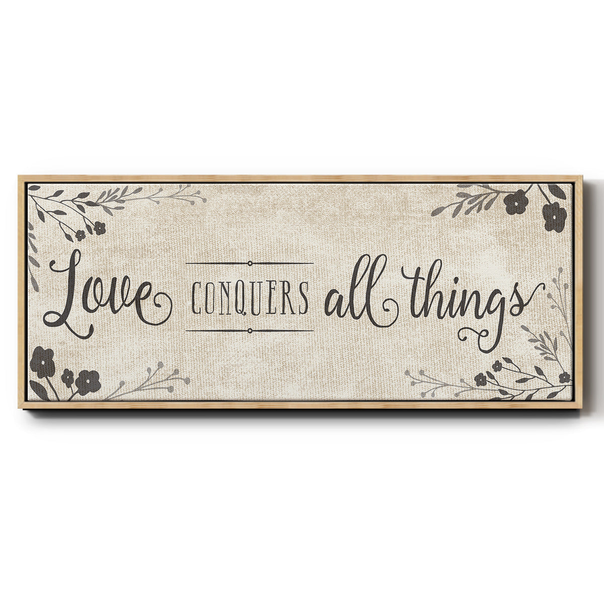 Love Conquers - Floater Framed Canvas Print