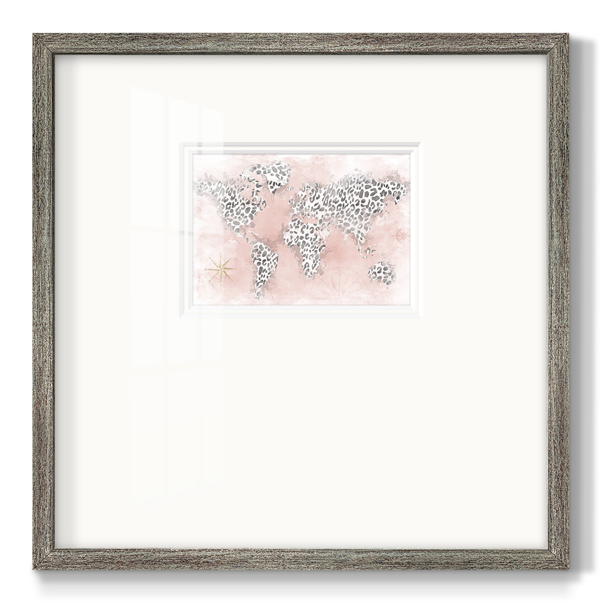 Pink Cheetah Map Premium Framed Print Double Matboard