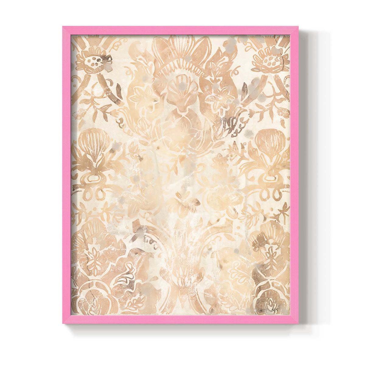 Walnut Damask III - Restickable Framed Art Print