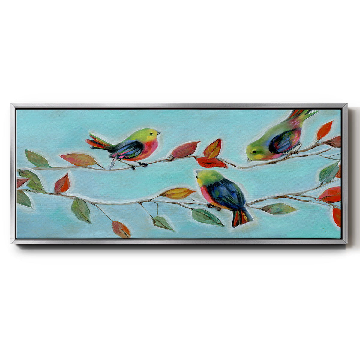 Bitty Birds II - Floater Framed Canvas Print