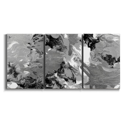 Three-panel canvas wall art featuring abstract marble texture composition on white background.