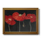 Modern red poppy floral artwork printed on canvas in an ornate traditional gold frame.