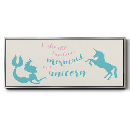 Mermaid Unicorn - Floater Framed Canvas Print