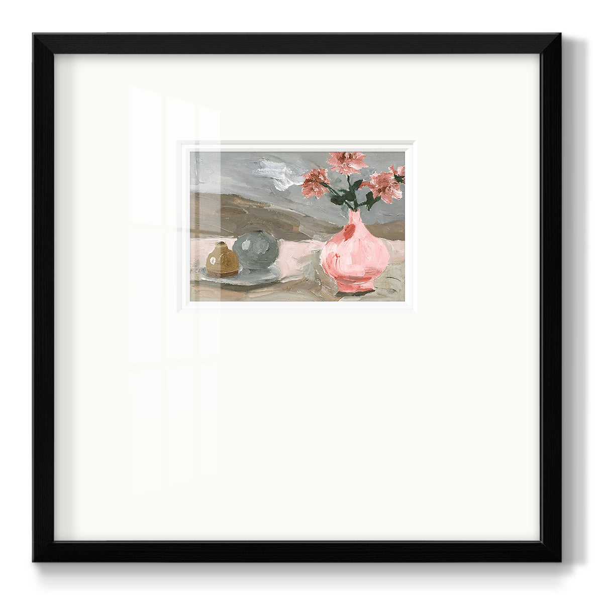 Vase of Pink Flowers VI - Double Matboard Framed Print
