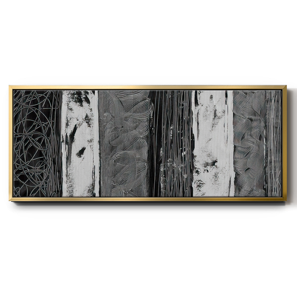 Printed Brushed Nickel Abstract I - Floater Framed Canvas Print