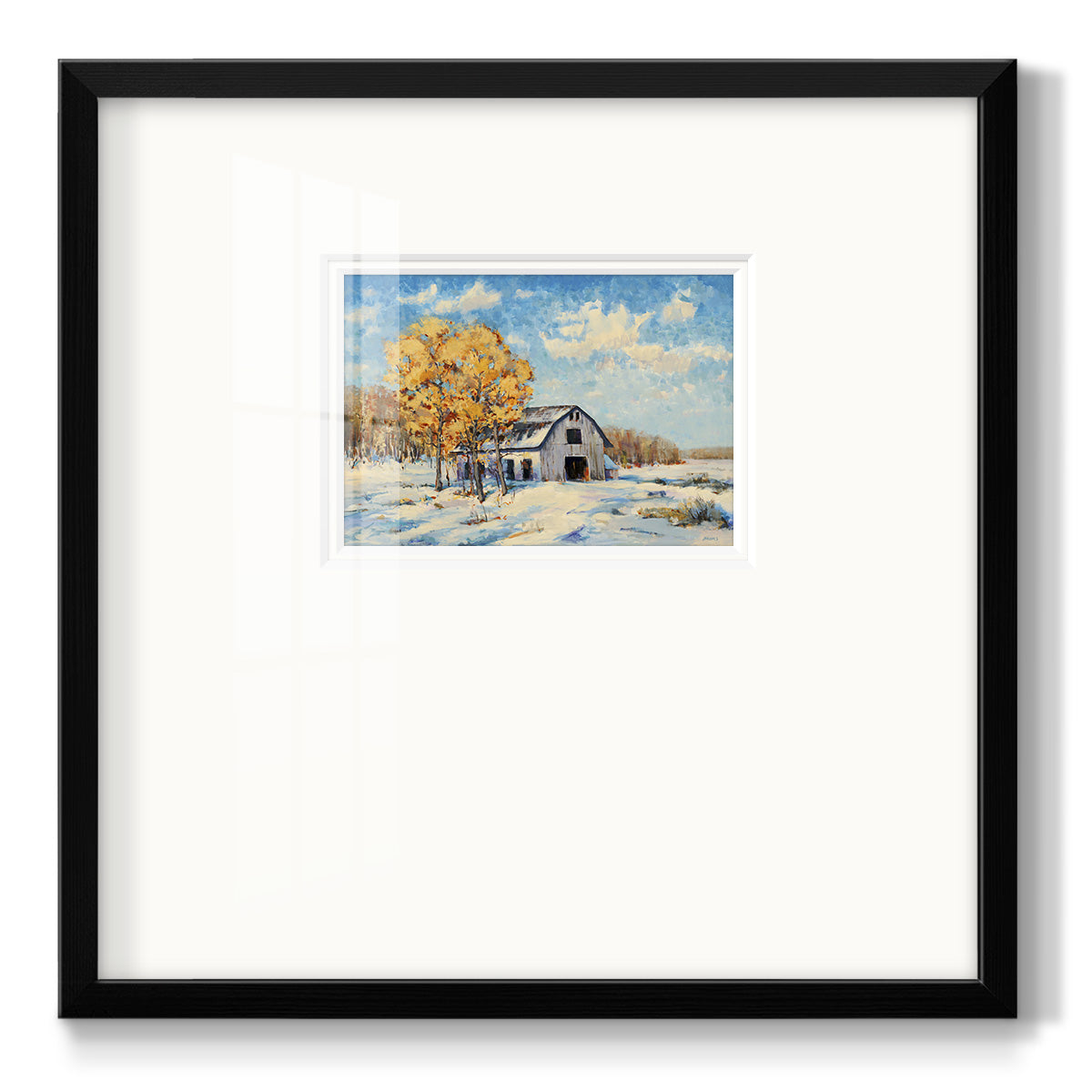 Autumn Barn- Premium Framed Print Double Matboard