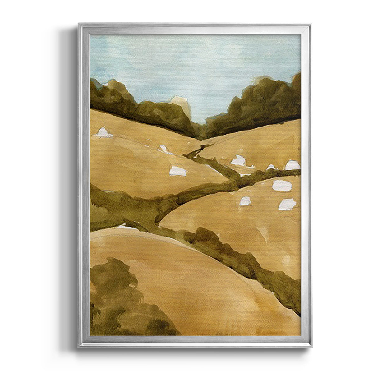 Scattered Sheep I - Modern Framed Canvas Print