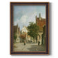 Rustic European street scene painting by Adriaan Eversen printed on canvas in an ornate bronzed mahogany wood frame with a vertical orientation.