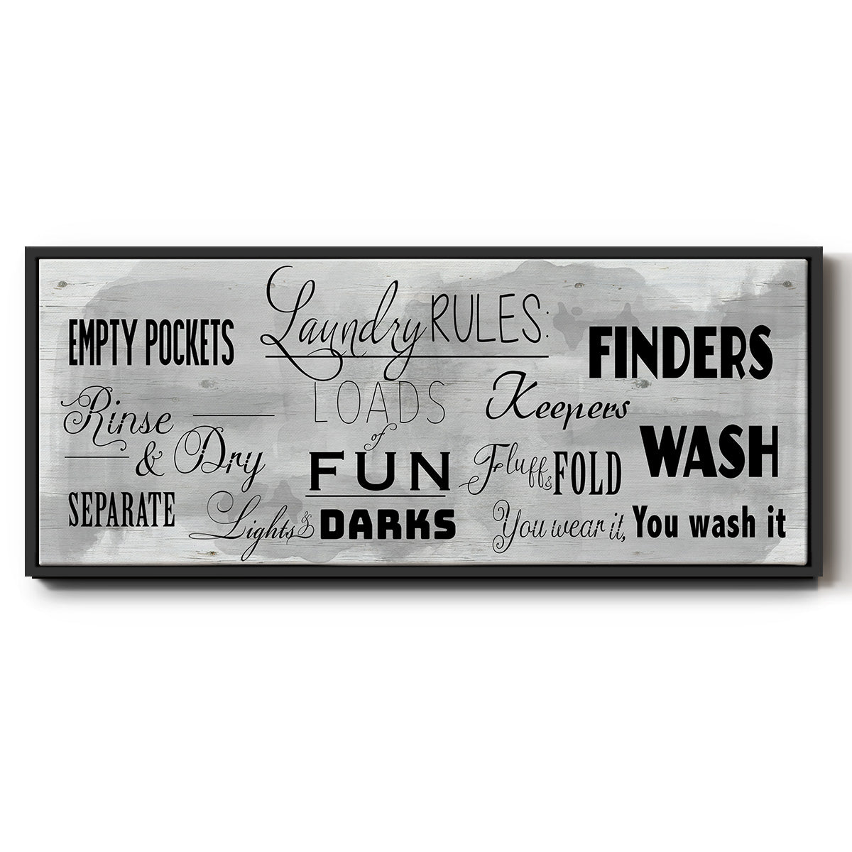 Laundry Rules - Floater Framed Canvas Print