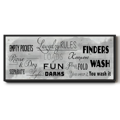 Laundry Rules - Floater Framed Canvas Print