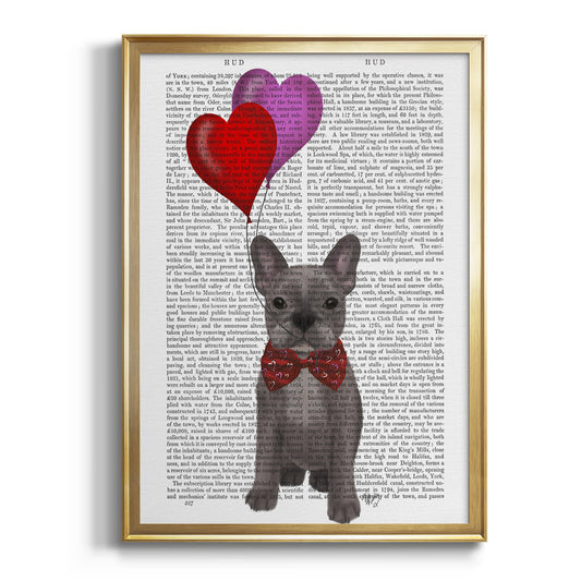 French Bulldog and Balloons - Modern Framed Canvas Print