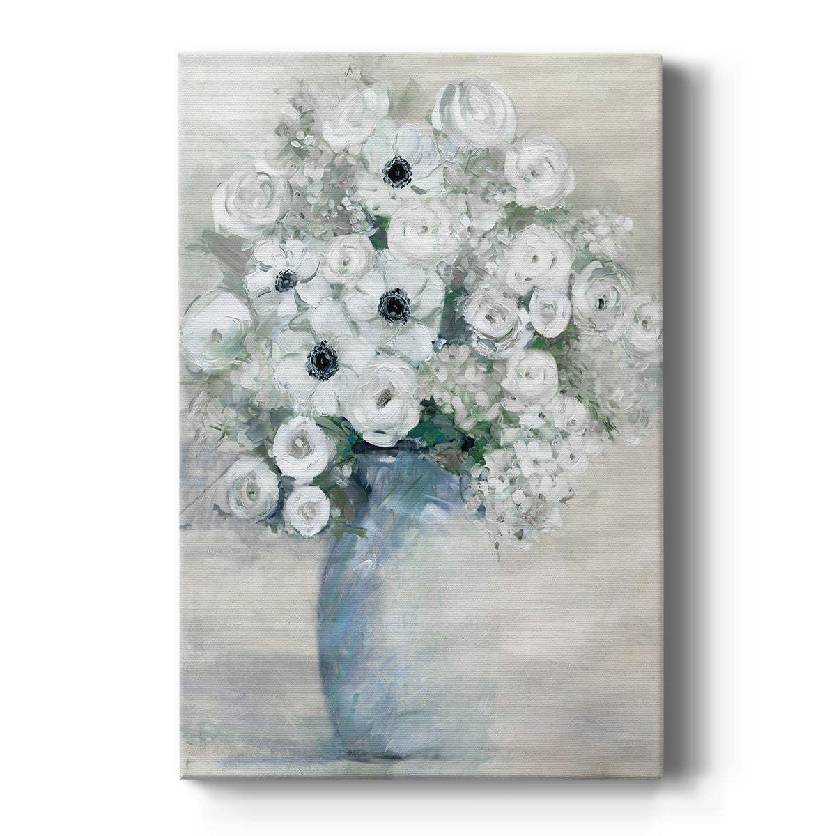 White Anemone Bouquet Premium Gallery Wrapped Canvas - Ready to Hang