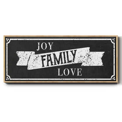 Joy Family Love - Floater Framed Canvas Print