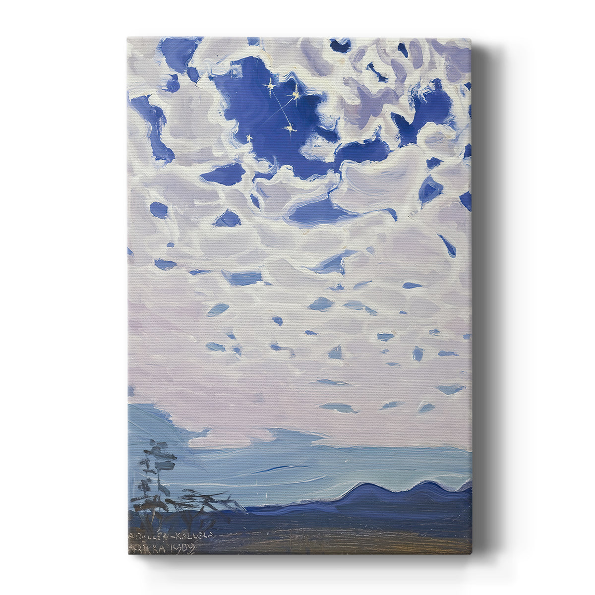 Canvas art print featuring a night landscape with the Southern Cross shining over a distant horizon on a clean white background.