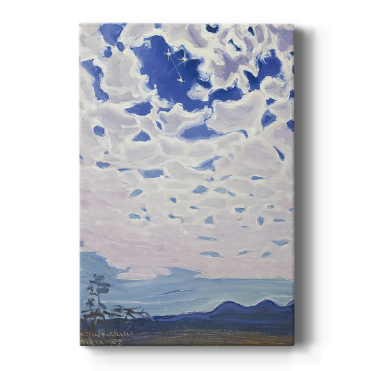 Canvas art print featuring a night landscape with the Southern Cross shining over a distant horizon on a clean white background.