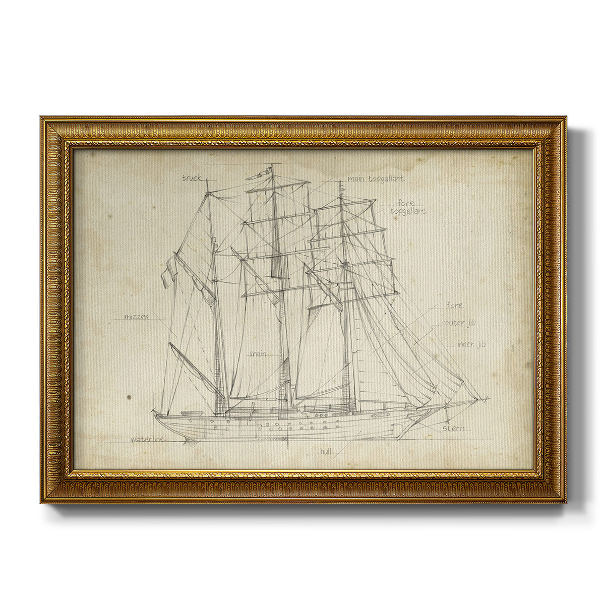 Sailboat Blueprint I Premium Framed Canvas- Ready to Hang