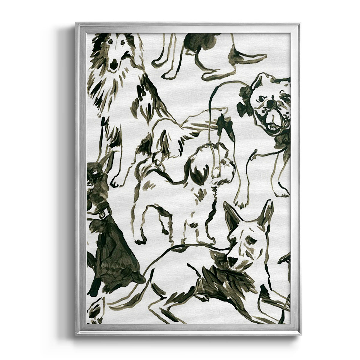 Canine Collage I - Modern Framed Canvas Print