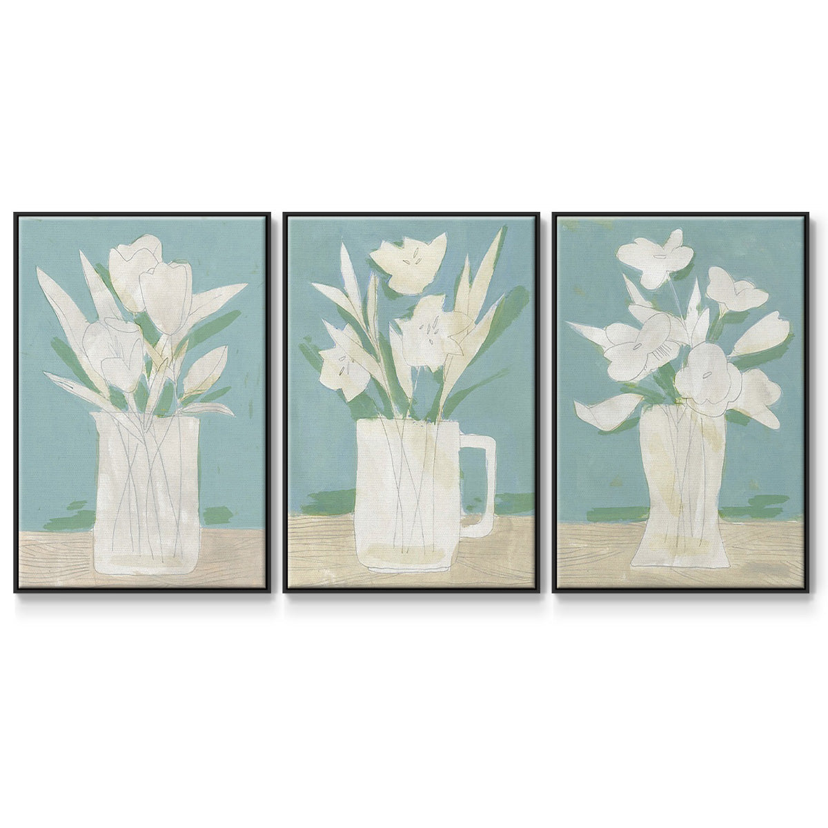 Mushroom Species X - Framed Premium Gallery Wrapped Canvas L Frame 3 Piece Set - Ready to Hang