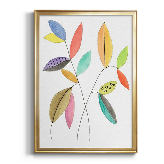 Color Pop Leaves IV - Modern Framed Canvas Print