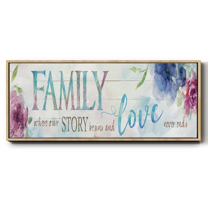 Family Love Story - Floater Framed Canvas Print
