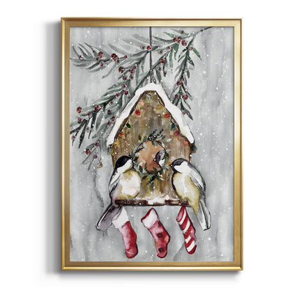 Winter Birds - Modern Framed Canvas Print