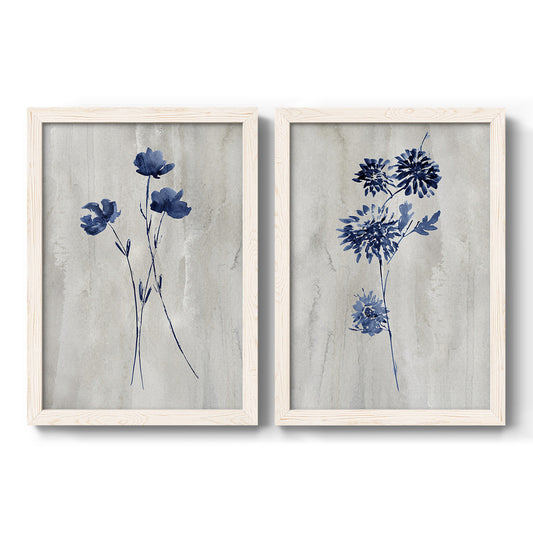 Indigo Botanical III - Premium Framed Canvas 2 Piece Set - Ready to Hang