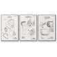 Toilet Paper Patent I - Framed Premium Gallery Wrapped Canvas L Frame 3 Piece Set - Ready to Hang