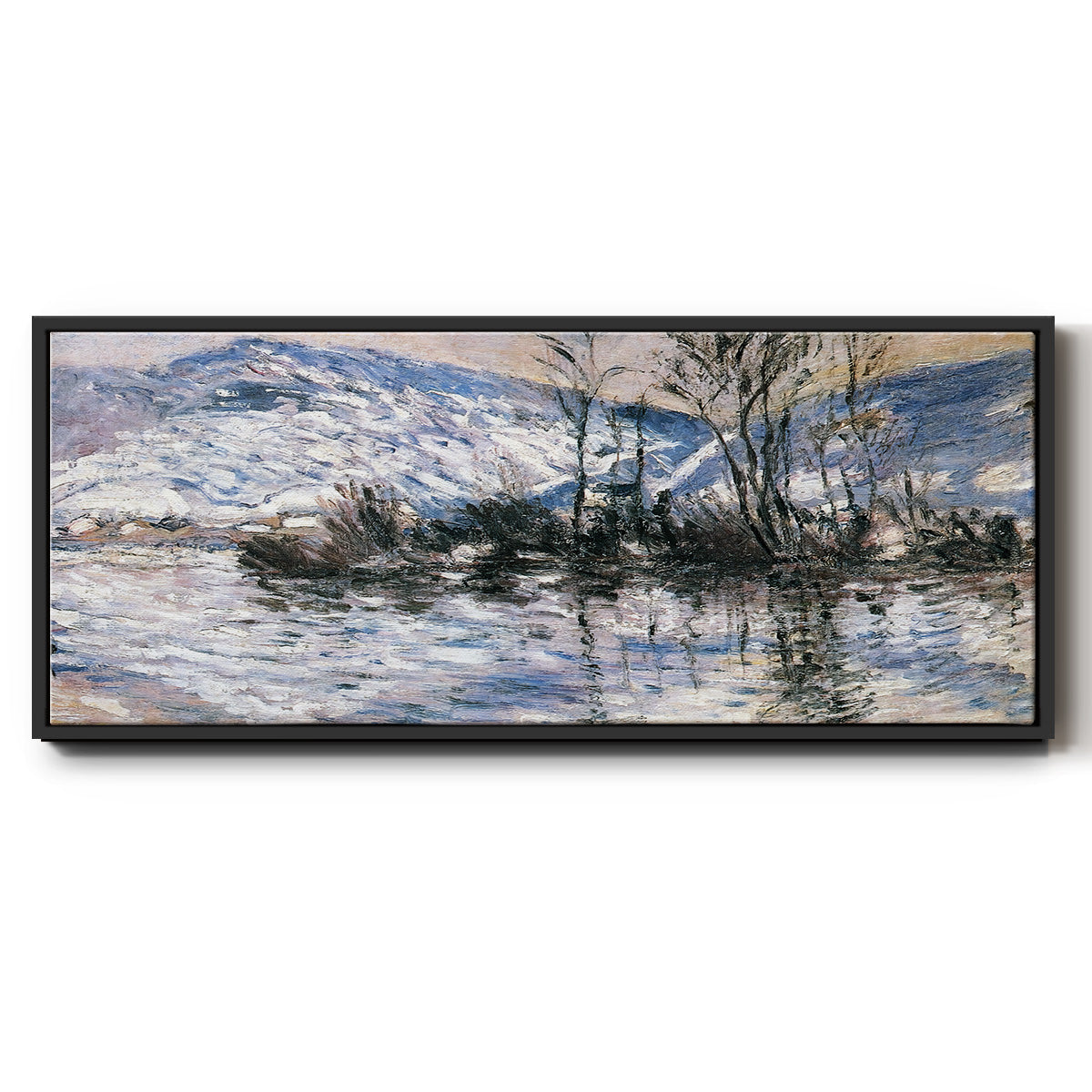 The Seine at Port Villez, Snow Effect, 1885 - Floater Framed Canvas Print