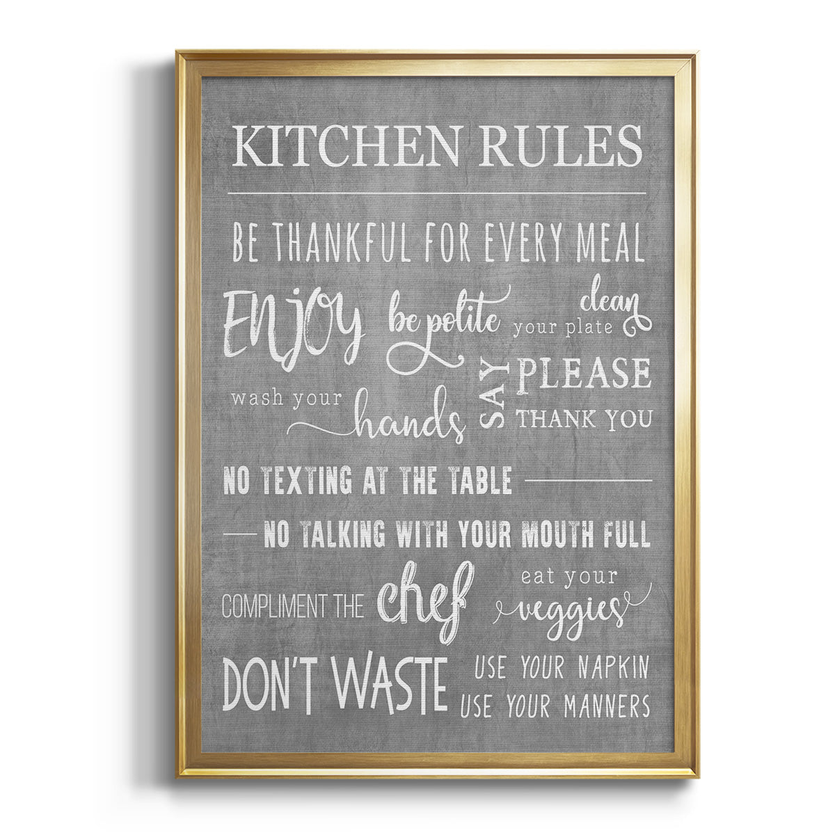 Neutral Kitchen Rules - Modern Framed Canvas Print