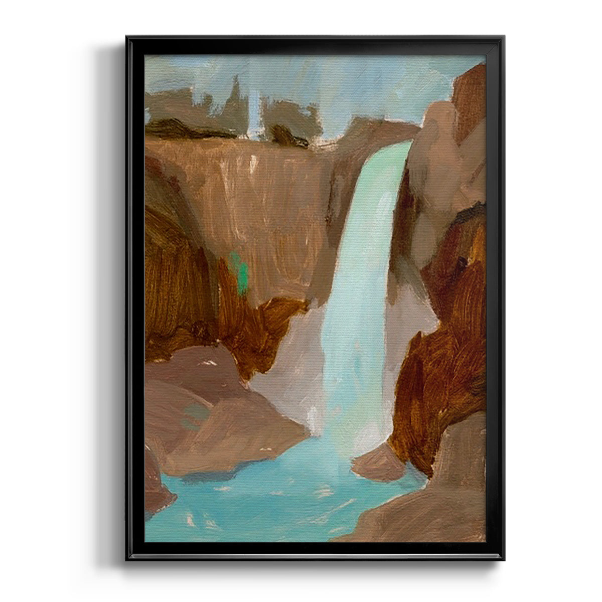 Turquoise Falls II - Modern Framed Canvas Print