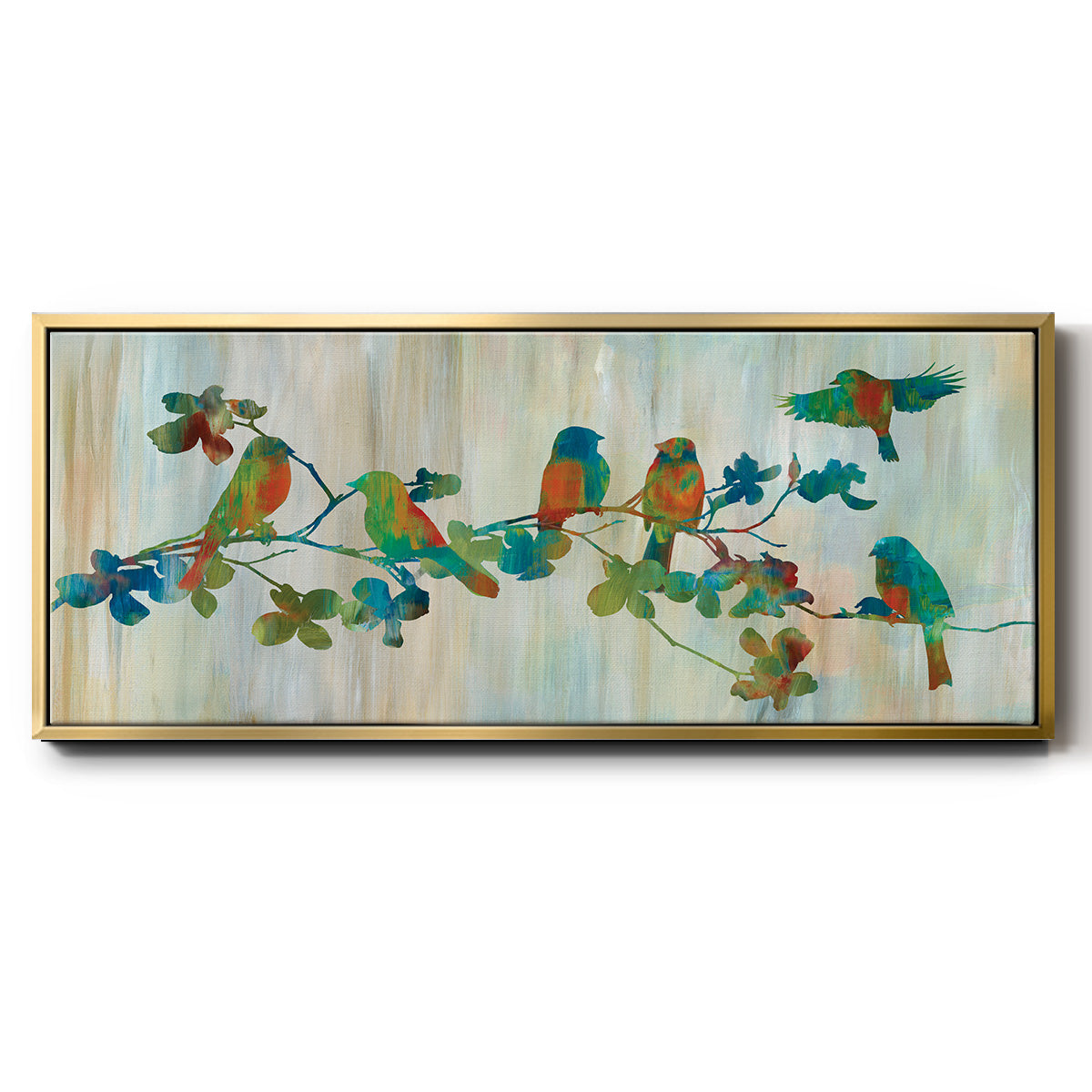 Birds on Branch - Floater Framed Canvas Print