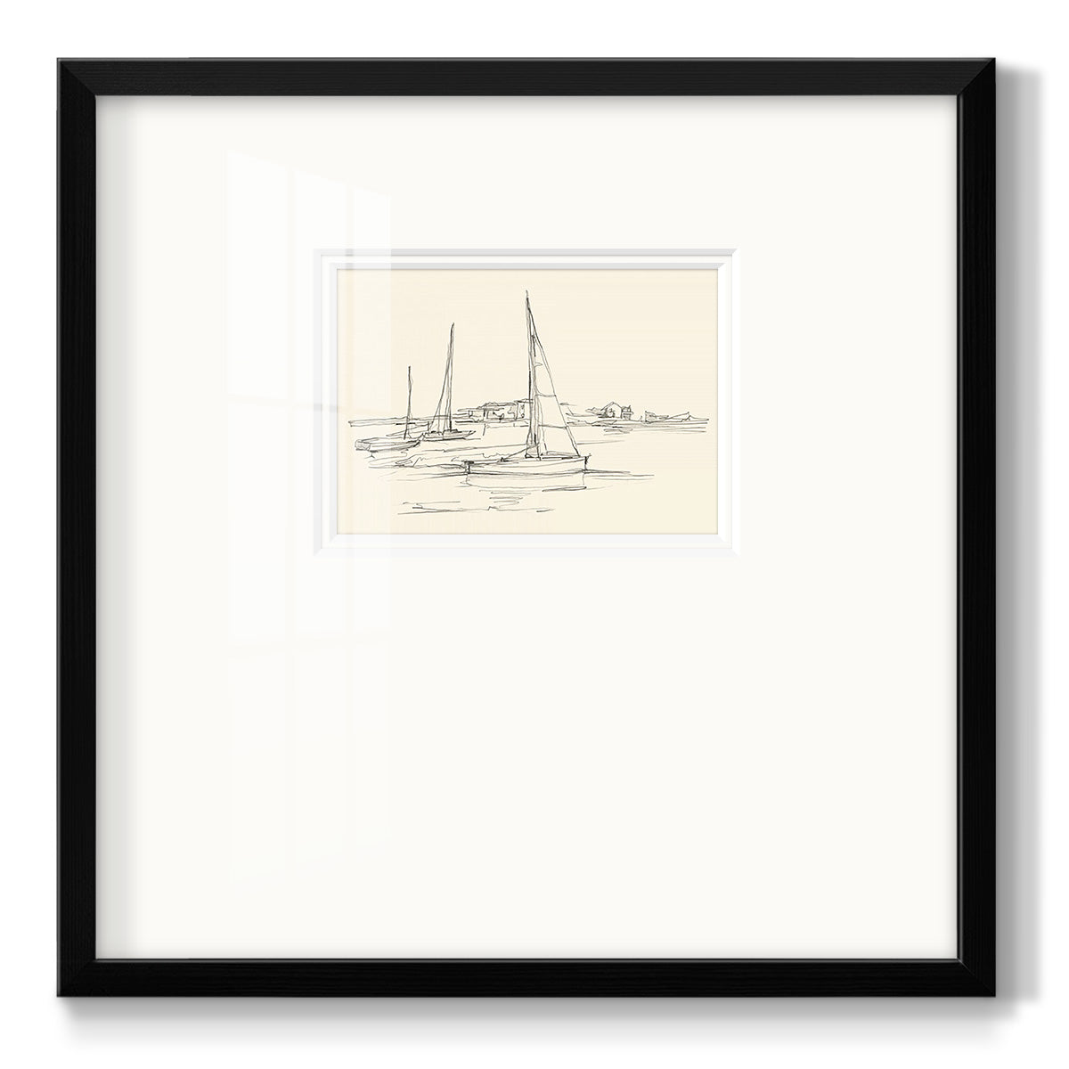 Coastal Contour Sketch I - Double Matboard Framed Print