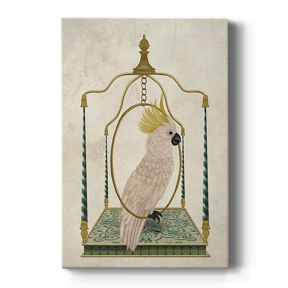 White Cockatoo on Swing Premium Gallery Wrapped Canvas - Ready to Hang