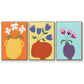 Modern Blooms I - Framed Premium Gallery Wrapped Canvas L Frame 3 Piece Set - Ready to Hang