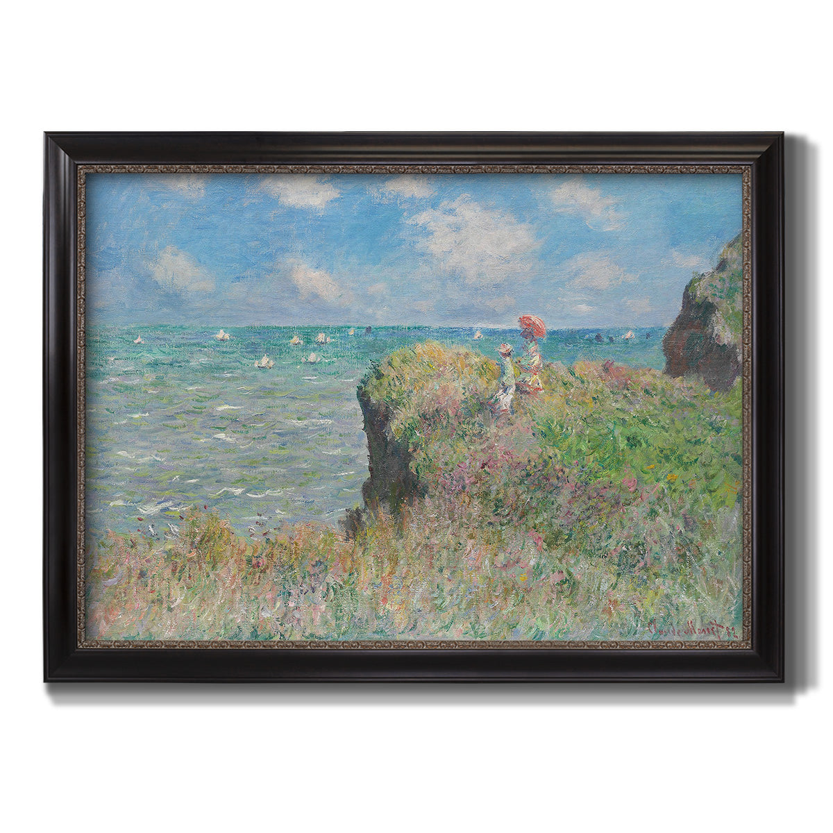 Cliff Walk At Pourville, 1882 - Ornate Framed Canvas Print