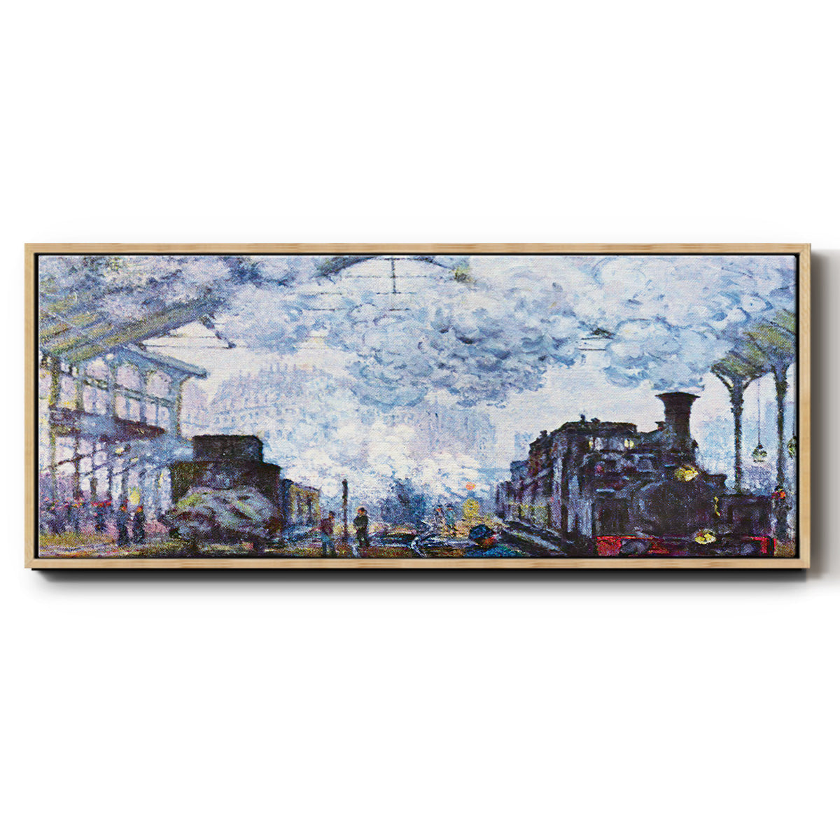 Saint Lazare Station in Paris, Arrival of a Train - Floater Framed Canvas Print