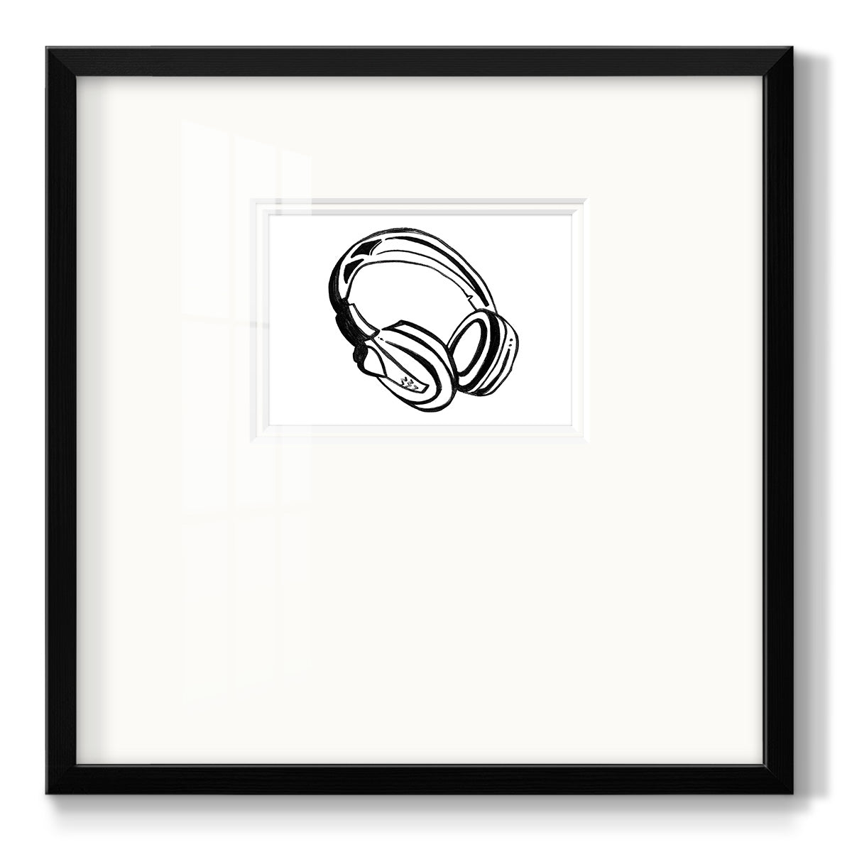 Headphones Sketch - Double Matboard Framed Print