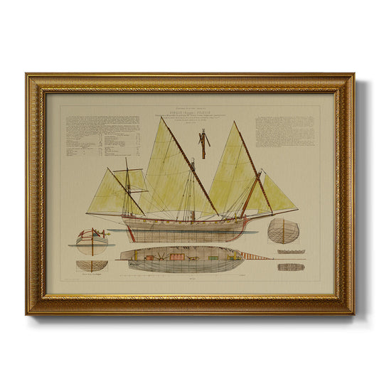 Antique Ship Plan V Premium Framed Canvas- Ready to Hang